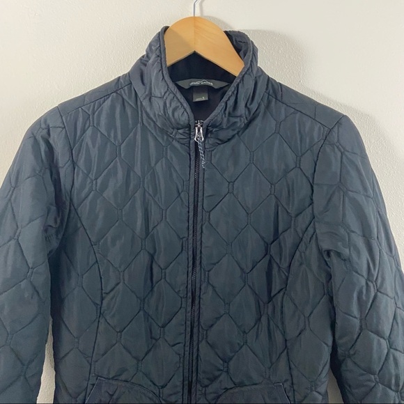 Eddie Bauer Black Quilted Full Zip Lightweight Womens Jacket Sz S - Picture 4 of 10